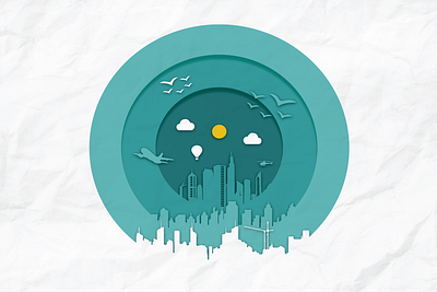 City, Paper Cut branding graphic design logo