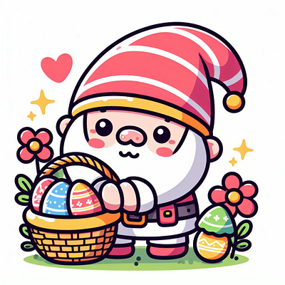 Easter Gnome Kawai Vector Created With AI 3d aicommunity animation bing branding design graphic design illustration logo merch by amazon midjourjey motion graphics typography ui ux vector