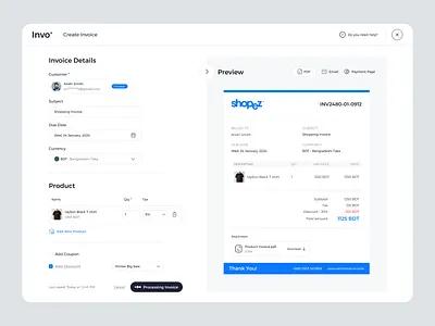 Invo Plus - Create Invoice create invoice design invoice invoice saas ui ui design uiux user interface