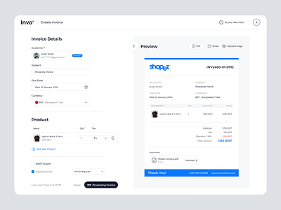 Invo Plus - Create Invoice create invoice design invoice invoice saas ui ui design uiux user interface