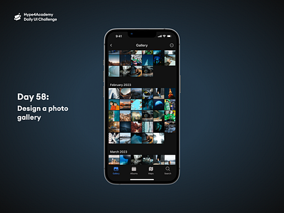 Day 58: Design a photo gallery album album ui daily ui challenge dailyui design gallery gallery design hype4academy illustration mobile design mobile ui photo photo gallery photo gallery design photo gallery ui photos photos screen ui ux