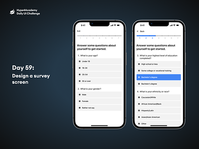 Day 59: Design a survey screen daily ui challenge dailyui design hype4academy mobile design mobile ui survey survey design survey design ui survey screen survey screen ui design survey ui ui ux