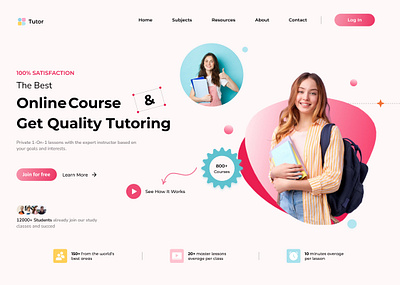Education - Tutor Website Home Section Designs animation branding education education tutor website home graphic design logo motion graphics section designs ui web website designs website home