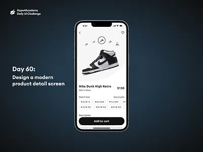 Day 60: Design a modern product detail screen daily ui challenge dailyui hype4academy mobile design mobile ui modern product screen nike product design product info product screen ui ux