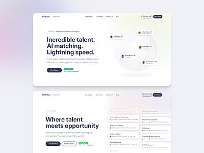 Athyna Landing ai glode hero section jobs landing page remote saas web world