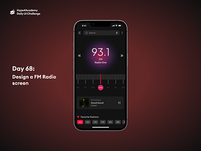 Day 68: Design a FM Radio screen daily ui challenge dailyui design fm fm mobile fm radio fm radio design fm radio mobile fm radio screen fm radio ui hype4academy mobile design mobile ui ui ux