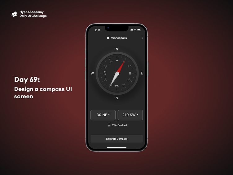 Day 69 Design a compass UI screen by Umer Javed on Dribbble