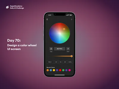 Day 70: Design a color wheel UI screen color wheel color wheel mobile color wheel screen color wheel ui color wheel ui design daily ui challenge dailyui design hype4academy mobile design mobile ui ui ux