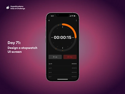 Day 71: Design a stopwatch UI screen daily ui challenge dailyui design hype4academy mobile design mobile ui stop watch design stopwatch stopwatch mobile stopwatch screen stopwatch ui ui ux