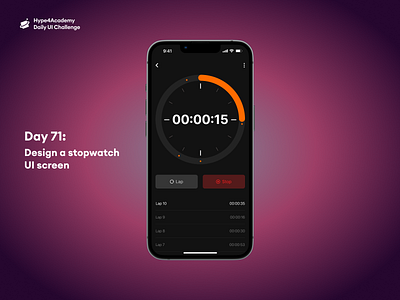 Day 71: Design a stopwatch UI screen daily ui challenge dailyui design hype4academy mobile design mobile ui stop watch design stopwatch stopwatch mobile stopwatch screen stopwatch ui ui ux