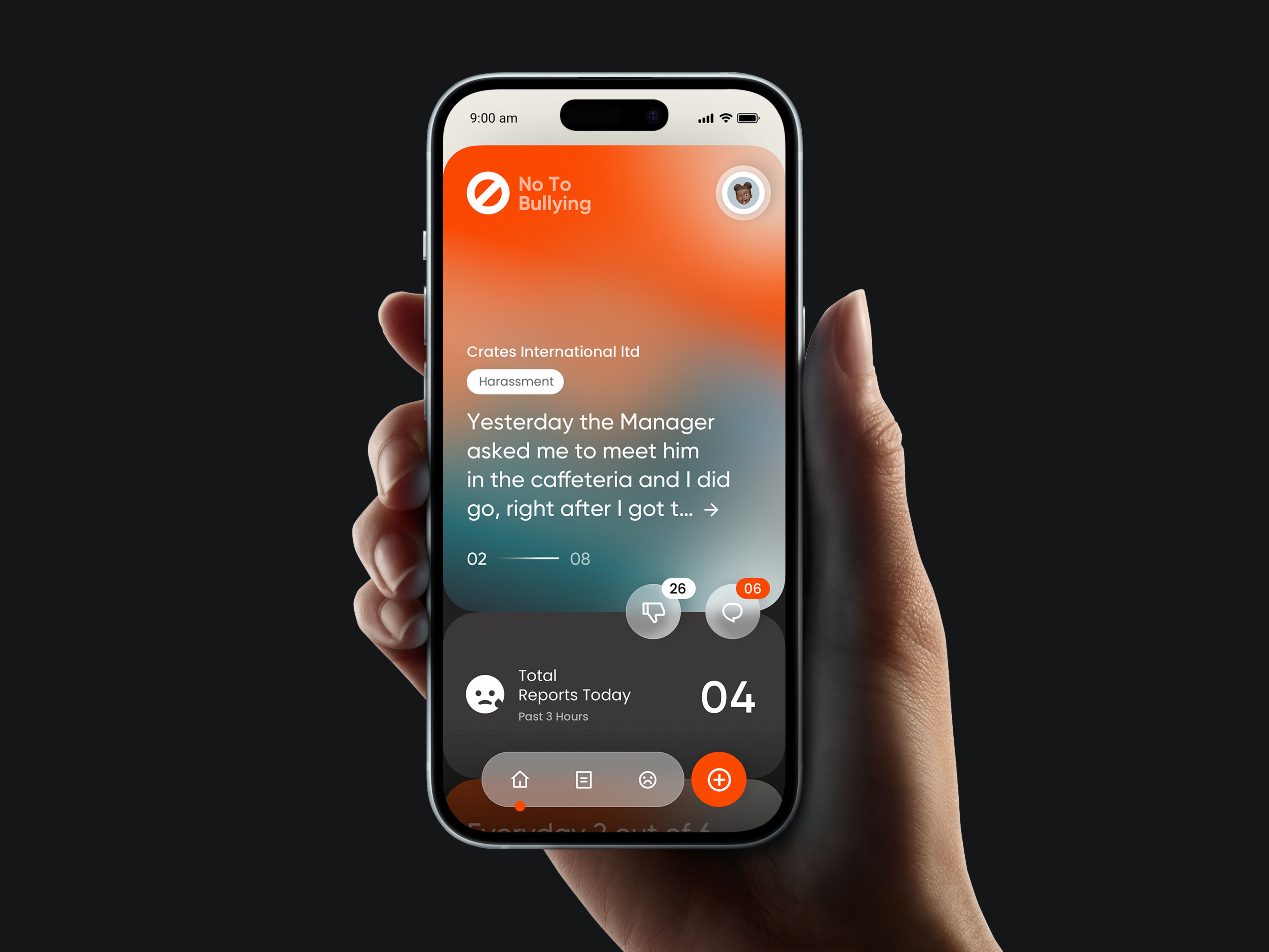 No Hate iOS app bullying community design harassment interfacedesign issue report reporting social socialissue ui uiux ux