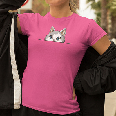 Peeking Cat T-shirt Design