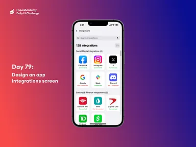 Day 79: Design an app integrations screen app ingteration app integration design app integration mobile app integration screen app integration ui app integrations daily ui challenge dailyui design hype4academy illustration integration mobile design mobile ui ui ux