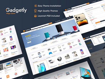 Gadgetly – Electronics Marketplace Store For eCommerce Theme design ecommerce electronics gadgetly gadgets illustration mega online store opencart prestashop shopify smartphones template templatetrip woocommerce wordpress