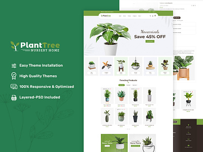 PlantTree – Nursery & Plants – eCommerce Responsive Theme art crafts design ecommerce gardening home decor nature nursery opencart plants planttree pots prestashop shopify template templatetrip website design woocommerce wordpress