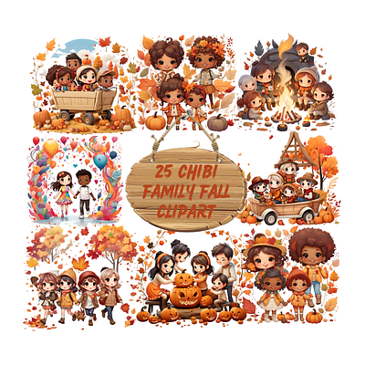 Chibi Family Fall Clipart