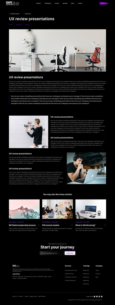 Swipeconnect | Blog Page Design blog blog page branding dark design designcommunity designinspo graphic design illustration innovativedesign logo minimalism ui