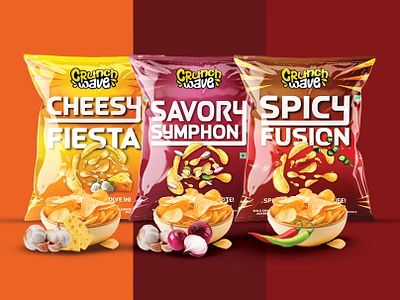 Crunch Wave Chips Packaging Design chipspackaging crunch graphic design packagingdesign spicy wave