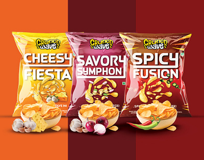 Crunch Wave Chips Packaging Design chipspackaging crunch graphic design packagingdesign spicy wave