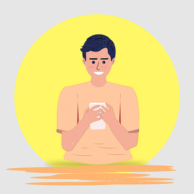 Man with mobile phone on hand , character illustration, Vector character designer graphic design illustration man vector tracing