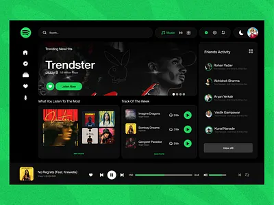 Spotify Web App UI Redesign app branding concept design graphic design illustration logo redesign typography ui ux vector webapp