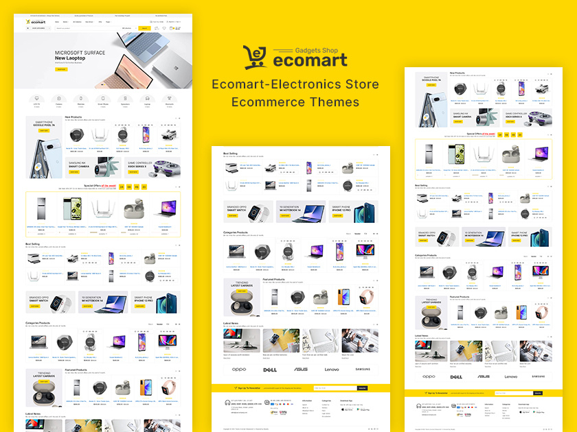 Ecomart – Electronic & eCommerce Marketplace Store Theme branding design ecomart electronics gadgets graphic design marketplace opencart prestashop responsive shopify smartphones template templatetrip woocommerce wordpress