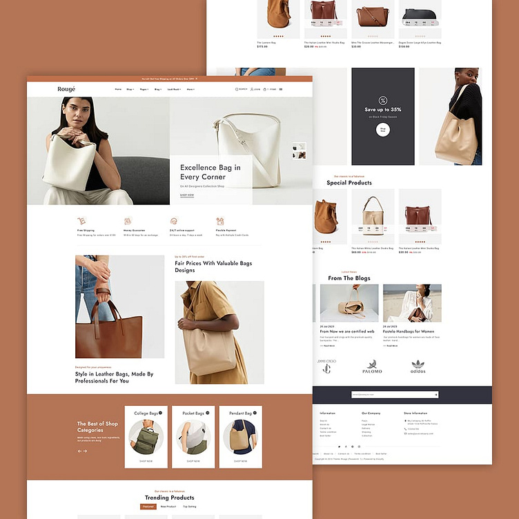 Rouge – Luxury Leather Bag Shops - eCommerce Theme by TemplateTrip on ...
