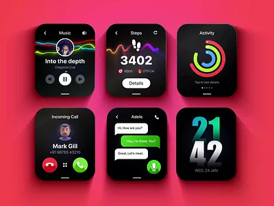 Apple Smart Watch UI Design app design apple apple watch apple watch design clock fitness smart watch luxury watches motion design motion graphics smart watch smarthome smartwatchapp ui design watch watch face wearable wearable app design