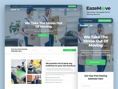 EazeMove: Modern Website Design for Moving Service business cargo moving cargo service cargo storage clean company delivery elementor local movers moving moving company moving service packing relocation responsive design storage template kit uiux design web design website design