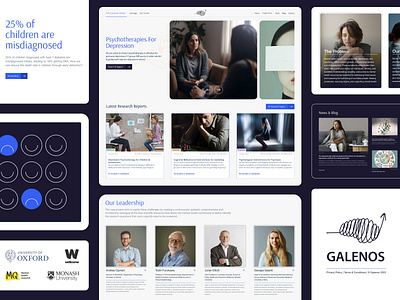 Galenos: Mental Health Research Platform UI/UX Design branding mental health minimal ui ux web application website