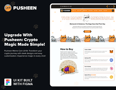 Pusheen Meme Coin Web UI Kit bitcoin crypto crypto finance cryptocurrency figma figma design invest memecoin memecoin memecoin buysell memecoin exchange memecoin platform memecoin trading memewebsite pusheencoin pusheenmemecoin ui ui design web ui kit