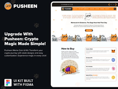 Pusheen Meme Coin Web UI Kit bitcoin crypto crypto finance cryptocurrency figma figma design invest memecoin memecoin memecoin buysell memecoin exchange memecoin platform memecoin trading memewebsite pusheencoin pusheenmemecoin ui ui design web ui kit