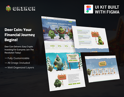 Grinch Meme Token Web UI Kit crypto token website cryptocurrency cryptotoken trading figma figma design grinch token buy grinchtoken invest grinch token memetoken memetoken platform memetoken web ui memetoken website ui web ui kit