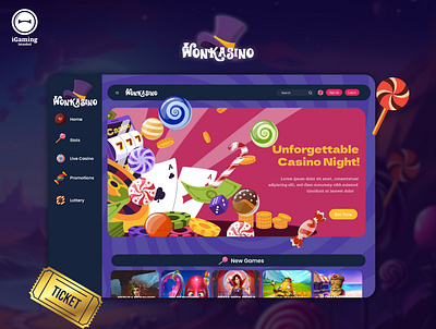 Wonkasino | Casino Website Design branding candy casino graphic design logo ui ux website wonka