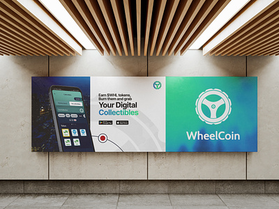 NFT digital collectibles banner design for WheelCoin web3 M2E banner banner design brand design branding collectible colourful design graphic design green mobility m2e mobility move to earn nft post design poster poster design social media token ui web3