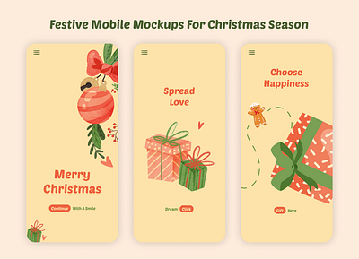 Mobile mockups for Christmas season 🎁 app design graphic design illustration ui ux vector