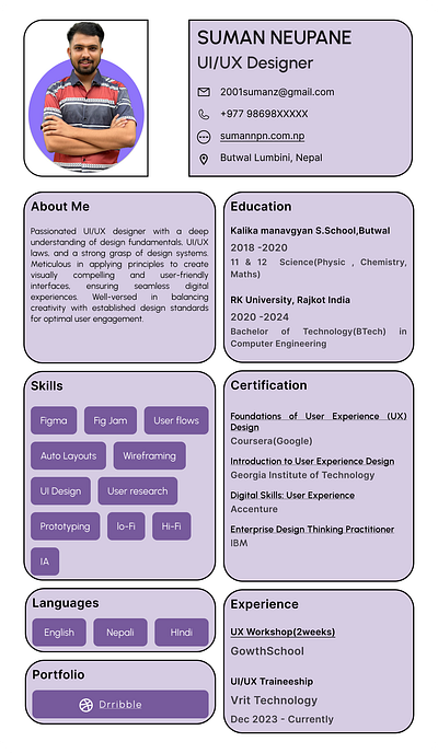 Resume in Figma I tried to make my resume in Figma branding ui