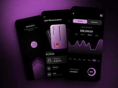 Finance Mobile App app bank app banking dark design finance finance app minimal minimalist mobile money payment transaction transfer ui uiux ux wallet