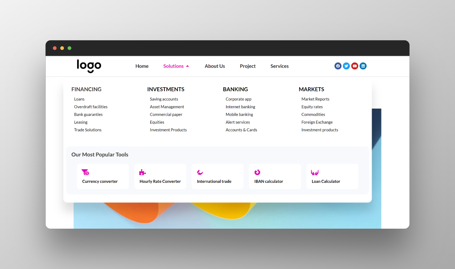 Elementor Mega Menu Header 04 branding elementor elementor mega menu elementor templates header mega menu template ui ux