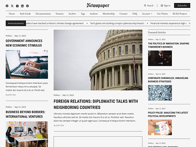 Newspaper - News/Blog Website Template blog design ghost template ghost theme ghost.org graphic design magazine news newsletter newspaper ui uiux web design website website template website theme