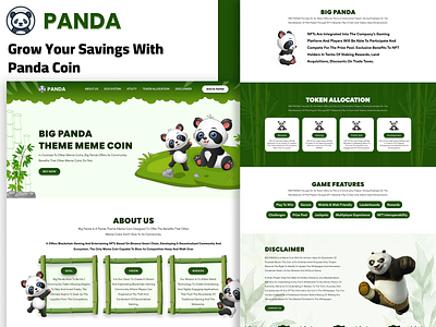 Panda Meme Coin Web UI Kit bitcoin coin crypto crypto finance cryptocurrency figma figma design memecoin exchange memecoin platform memecoin trading memetoken memewebsite nft pandacoin pandamemecoin token ui design web ui kit