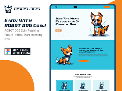 Robot Dog MemeCoin Web UI Kit crypto crypto investing website crypto trading website design figma figma design forex invest invest memecoin memecoin web ui kit memecoin website robotdog coin ui ux web ui ki