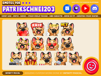 🐕Custom Chibi Doggy Emotes🐶 2d animal animation artwork character design custom design digital illustration discord emotes dog facebook emotes illustration illustrator kick loyalty badges original character pet streamer twitch twitch emotes youtube emotes