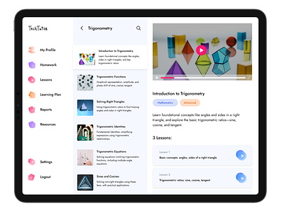 EdTech App design edtech ipad tablet ui ux