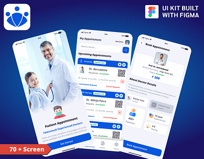 Doctor Appointment Booking App UI Kit android app ui kit appoinment booking app design doctor app doctor booking app doctore appoinment figma figma design health app hospital ios medical patient app ui ui kit uiux ux