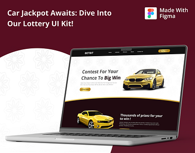 Lottery Website Template UI Kit betting car lottery casino figma figma design game lottery lottery prize lottery ui kit lottery website spin spin wheel tickit web template web ui kit winner