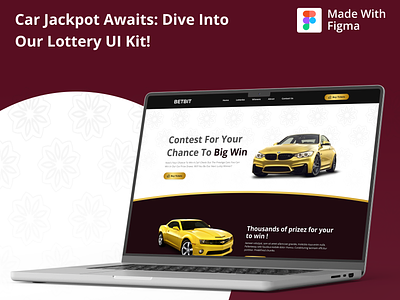 Lottery Website Template UI Kit betting car lottery casino figma figma design game lottery lottery prize lottery ui kit lottery website spin spin wheel tickit web template web ui kit winner