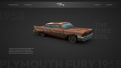 Plymouth Fury 1958 3d animation car website design creative web design design graphic design minimal web design motion graphics ui website design