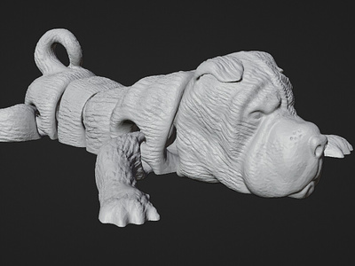 3D Shar Pei Articulated Model for 3D Printing 3d 3d animal 3d character 3d design 3d dog 3d illustration 3d print blender cute cartoon design illustration shar pei dog ui