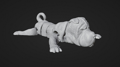 3D Shar Pei Articulated Model for 3D Printing 3d 3d animal 3d character 3d design 3d dog 3d illustration 3d print blender cute cartoon design illustration shar pei dog ui